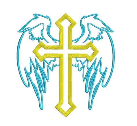 Christian Cross With Wings Machine Embroidery Design 3 Etsy