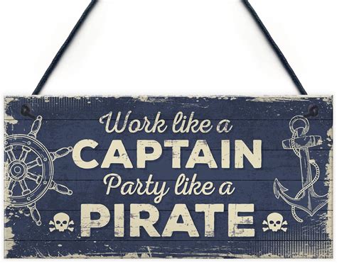 Red Ocean Funny Nautical Sign Captain Pirate Bar Pub Man Cave Kitchen