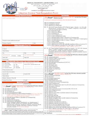 Fillable Online Infection Control Test Requisition Form Medical