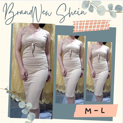 Shein Sexy Nude Bodycon Dress With Side Slit Shopee Philippines