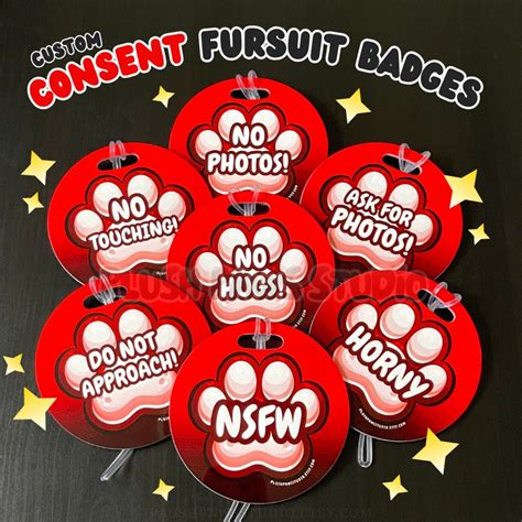 Consent Custom Fursuit Badge Tags Custom Text Furry Badge Commission