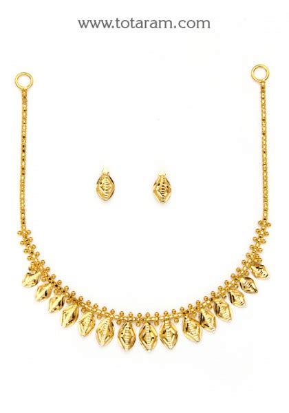 22k Gold Necklace And Earrings Set 235 Gs3858 In 9500 Grams