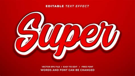 Premium Vector Editable Text Effect Super Red Style