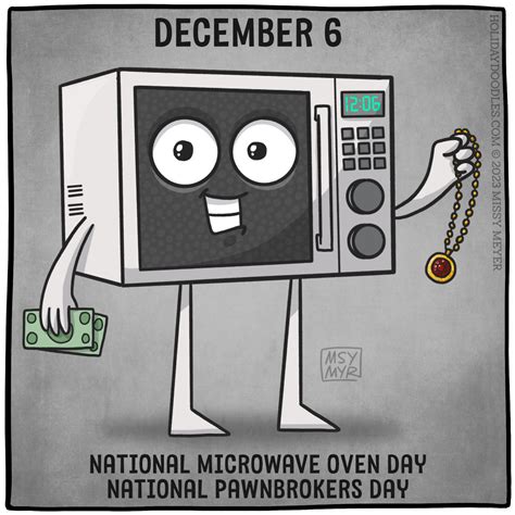 December 6 (every year): National Microwave Oven Day; National Pawnbrokers Day – Holiday Doodles!