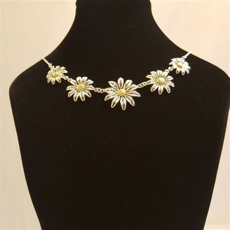 Marguerite Collier En Filigrane D Argent Etsy France Kette