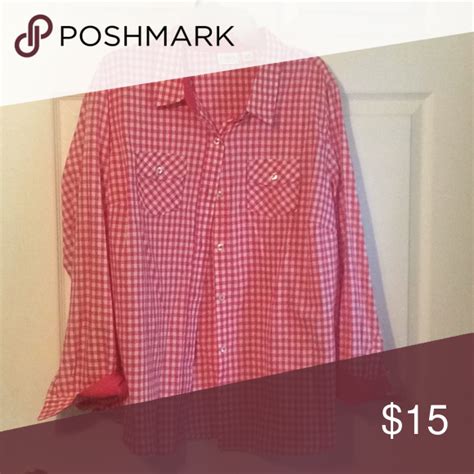 1820w Nwot Hot Pink Gingham Shirt Gingham Shirt Pink Gingham Hot Pink