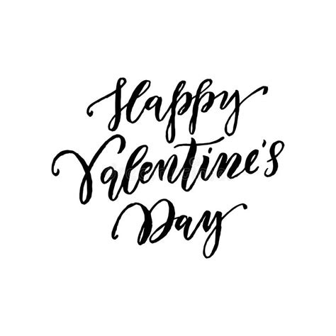 Happy Valentine Day Hand Drawn Text Greeting Calligraphy Stock Vector