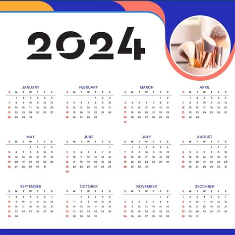 Calendario de diseño colorido 2024 con fondo de color blanco Vector