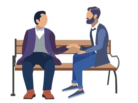 Homosexualidad Gay Dos Hombres Se Sientan Rom Nticamente En Un Banco Estilo Plano Vector De