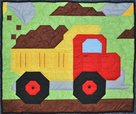 Baby Boy Quilt Pattern Dump Truck In Multiple Sizes 36x42 Etsy