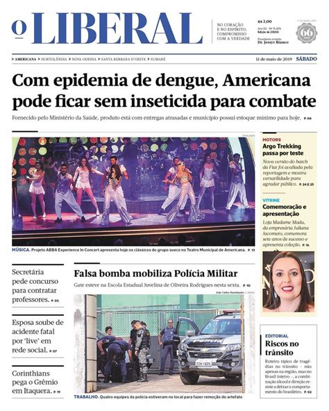 Essa é a primeira página do LIBERAL deste sábado dia 11 de maio capa