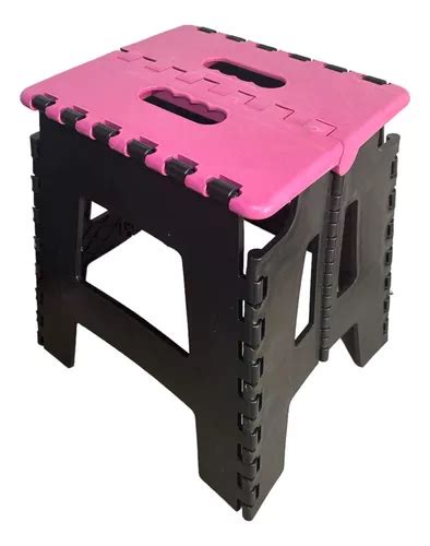 Banqueta Banco Banquinho Portatil Retratil Dobravel Kg Cor Rosa