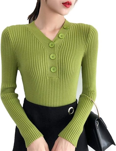 Autumn Women Sweater Knitted Long Sleeve V Neck Sexy Slim Office Lady Button Casual