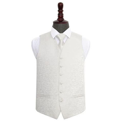 Men S Swirl Ivory Wedding Waistcoat Tie Set Wedding Waistcoats