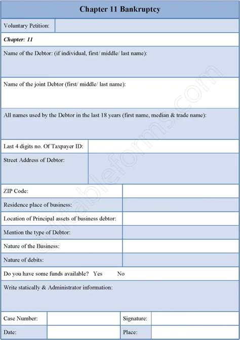 Chapter 11 Bankruptcy Form Editable Pdf Forms