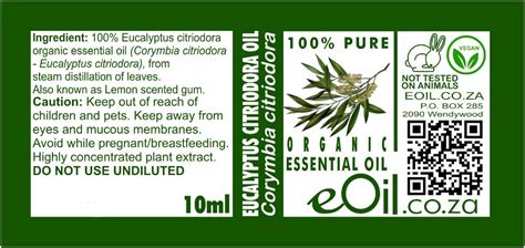 Eucalyptus Lemon Scented Citriodora Essential Oil Organic 10 Ml Za