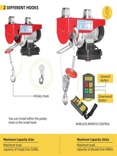 Electric Hoist 440 LBS Lift Electric Hoist Crane Power System With