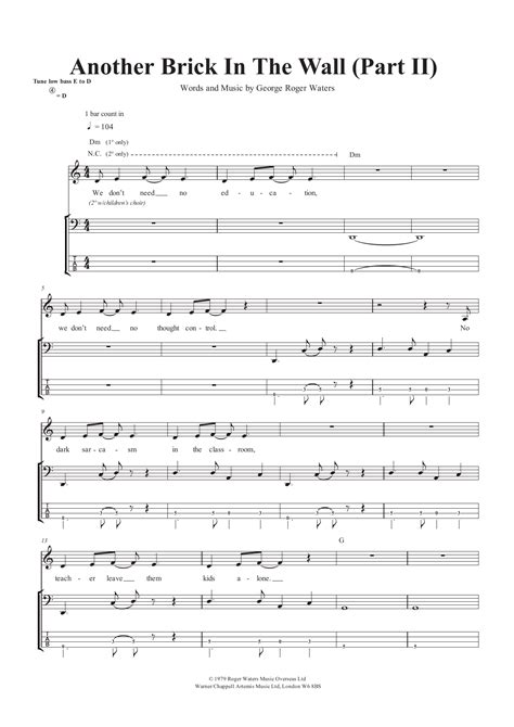 Another Brick In The Wall (Part II) | Sheet Music Direct