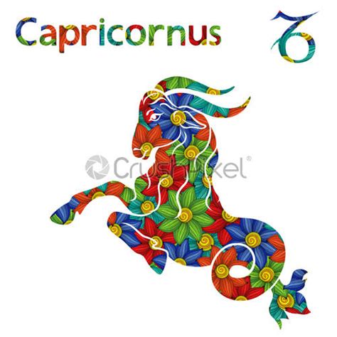 Zodiac Sign Sagittarius With Stylized Flowers Stock Vector 3143469