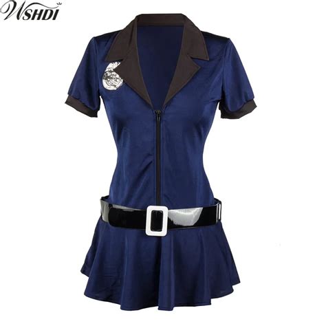 Hot Blue Sexy Women Police Costumes Adult Cop Officer Costume Halloween