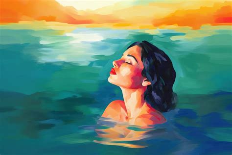 Woman And Sea Painting Swimming Premium Photo Illustration Rawpixel