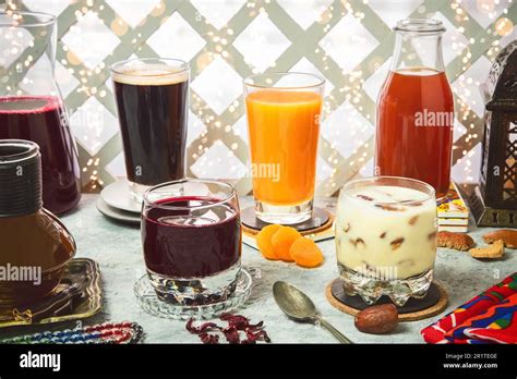 A Variety Of Oriental Arabic Drinks That Are Served In The Month Of Ramadan They Are Delicious