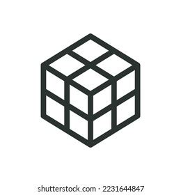 Rubik Cube Vector Icon Editable Stroke Stock Vector (Royalty Free ...