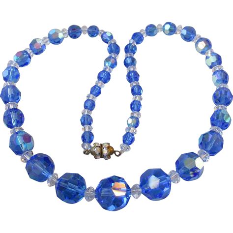 Gorgeous Vintage Swarovski Sapphire Blue Ab Crystal Necklace Sold On