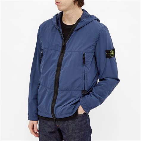 Stone Island Nylon Garment Dyed Hooded Jacket Avio Blue End Global