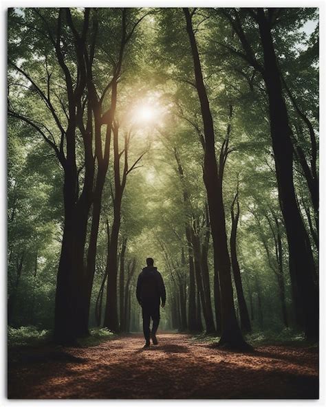 Premium AI Image A Man Walks Through A Forest