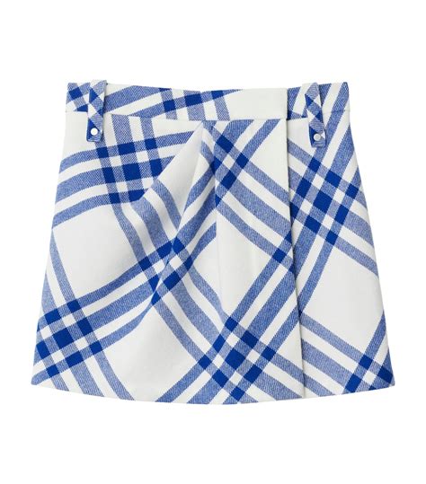 Womens Burberry White Wool Pleated Check Mini Skirt Harrods