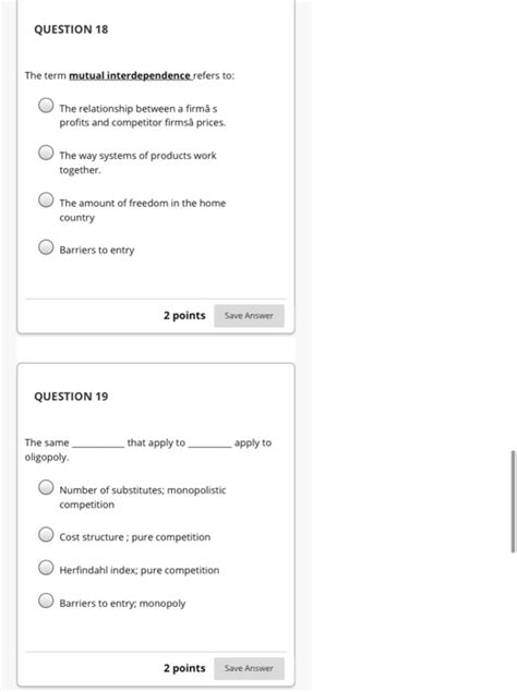 Solved Question 18 The Term Mutual Interdependence Refers