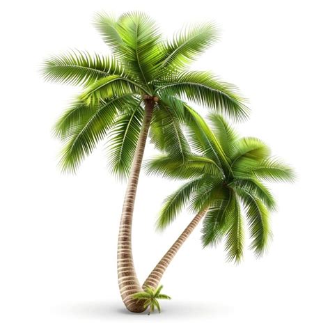 Realistic Coconut Palm Trees With Green Leaves Premium AI Generated Image