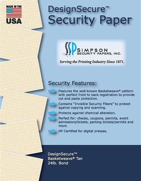 85 X 11 Simpson Security Papers Designsecure Basketweave