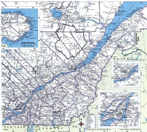 Quebec southern map counties.Free printable map Quebec province Canada