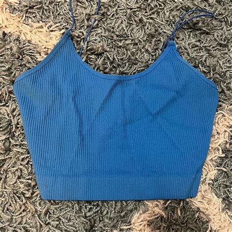 Primark Women S Blue Crop Top Depop