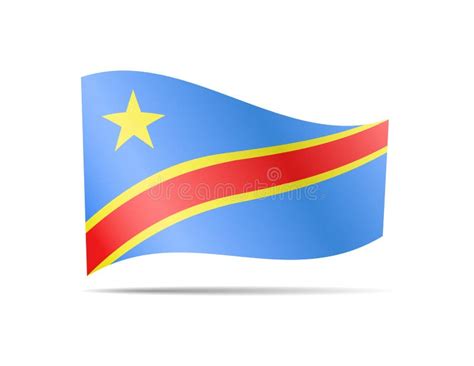 Waving Democratic Republic Of Congo Flag In The Wind Flag On White