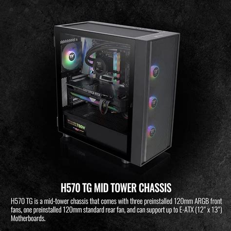 Jual THERMALTAKE H570 TG ARGB BLACK MID TOWER PC CASE CASING GAMING