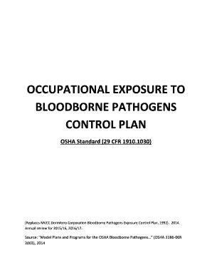 Fillable Online Occupational Exposure To Bloodborne Pathogens Fax