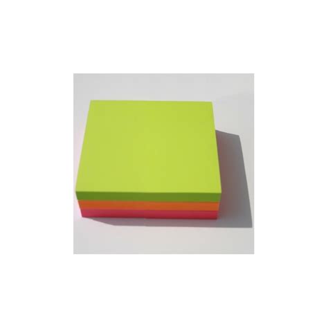 1 Lot De 3 Blocs Post It 76x76mm 1 Rose 1 Orange 1 Vert