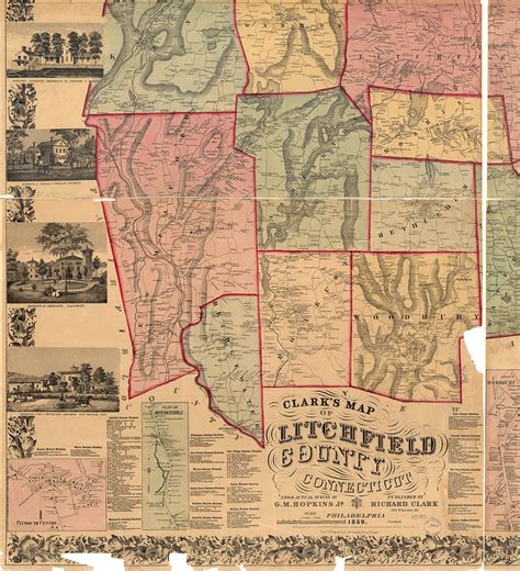 Map of Litchfield County Connecticut CT. 1859 Vintage | Etsy