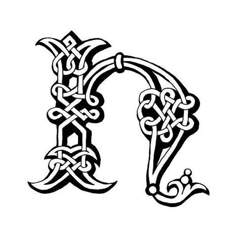 Celtic Letter H Vector Art Illustration Celtic Alphabet Lettering