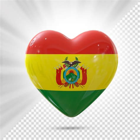 Bolivia bandera corazón 3d render Archivo PSD Premium