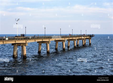 Fishing pier at the Chesapeake Bay Bridge, Virginia, USA Stock Photo ...