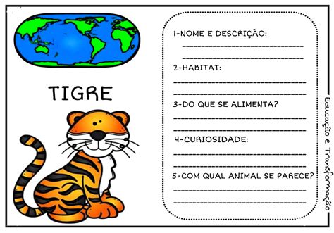 Animais Ficha T Cnica Fichas Para Preencher Informa Es Sobre Animais