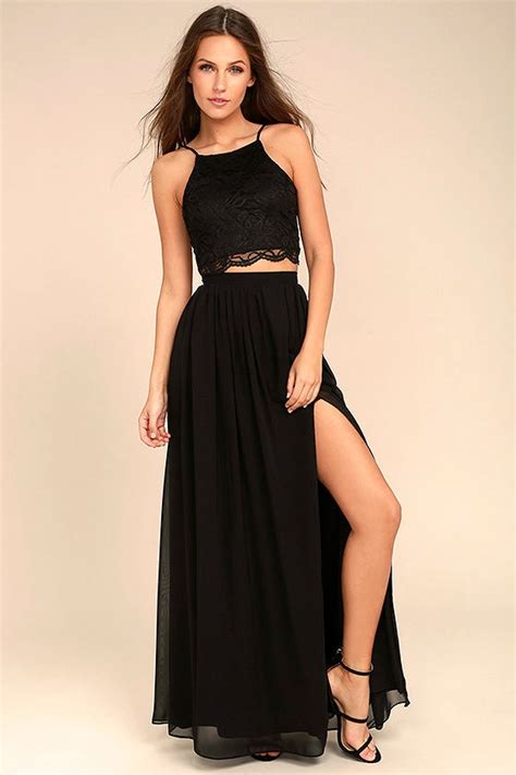 Sexy Black Dress Lace Dress Two Piece Dress Maxi Dress