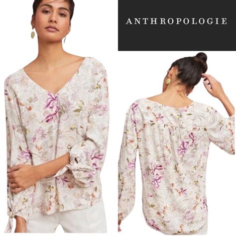 Anthropologie Tops Anthropologie Maeve Pernille Tie Sleeve Floral