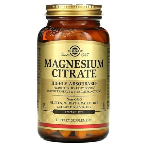Solgar, Magnesium Citrate (120 таб.), цитрат магнію купити в Україні ...