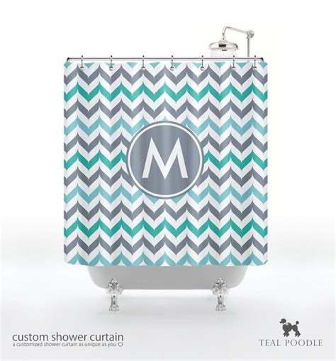 Fancy Chevron Shower Curtain You Choose Color Custom Monogram With