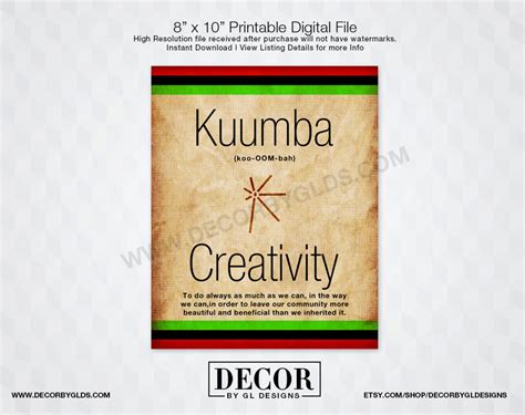 Kuumba Kwanzaa Sign Printable Red Black And Green Sign Kwanzaa